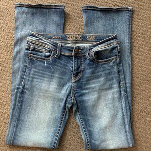 Buckle Black Boot Cut Jeans, Size 27